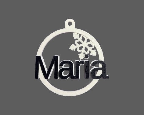 Ornamente de Crăciun printate 3D - personalizate cu nume (fulg mic deasupra)